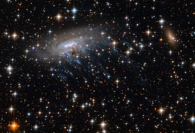 Галактика ESO 137-001 в созвездии Южного Треугольника. Часть спирали разрушена и под влиянием невидимых сил. © NASA, ESA/Ming Sun (UAH), Serge Meunier